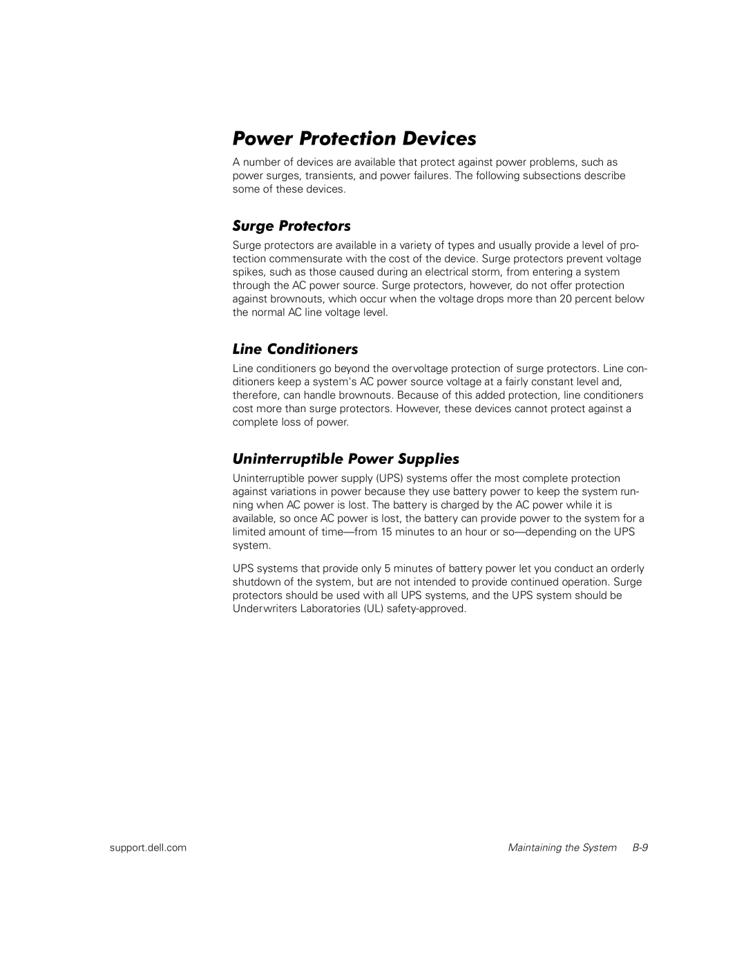 Dell 530F manual Maintaining the System B-9 