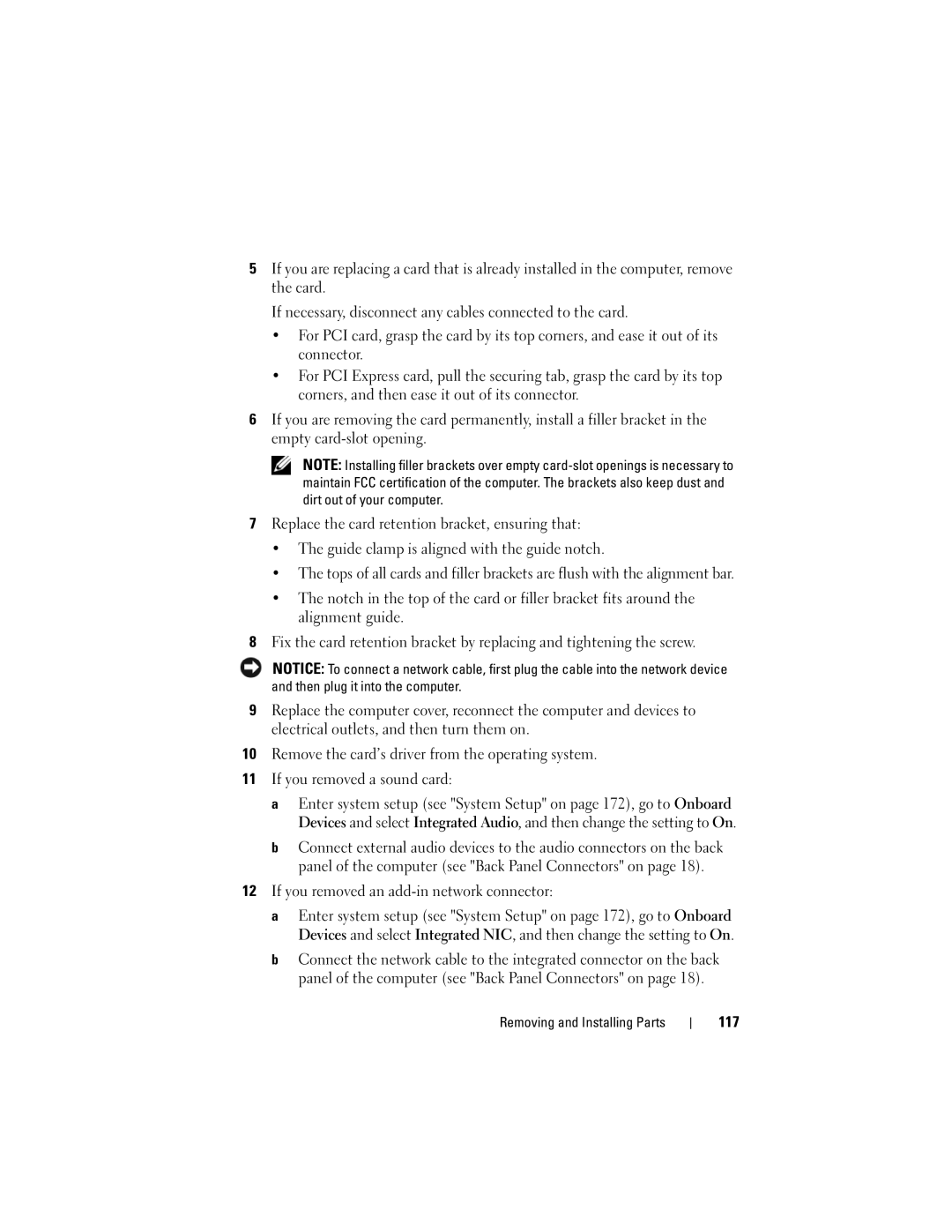 Dell 531 owner manual If you removed an add-in network connector, 117 