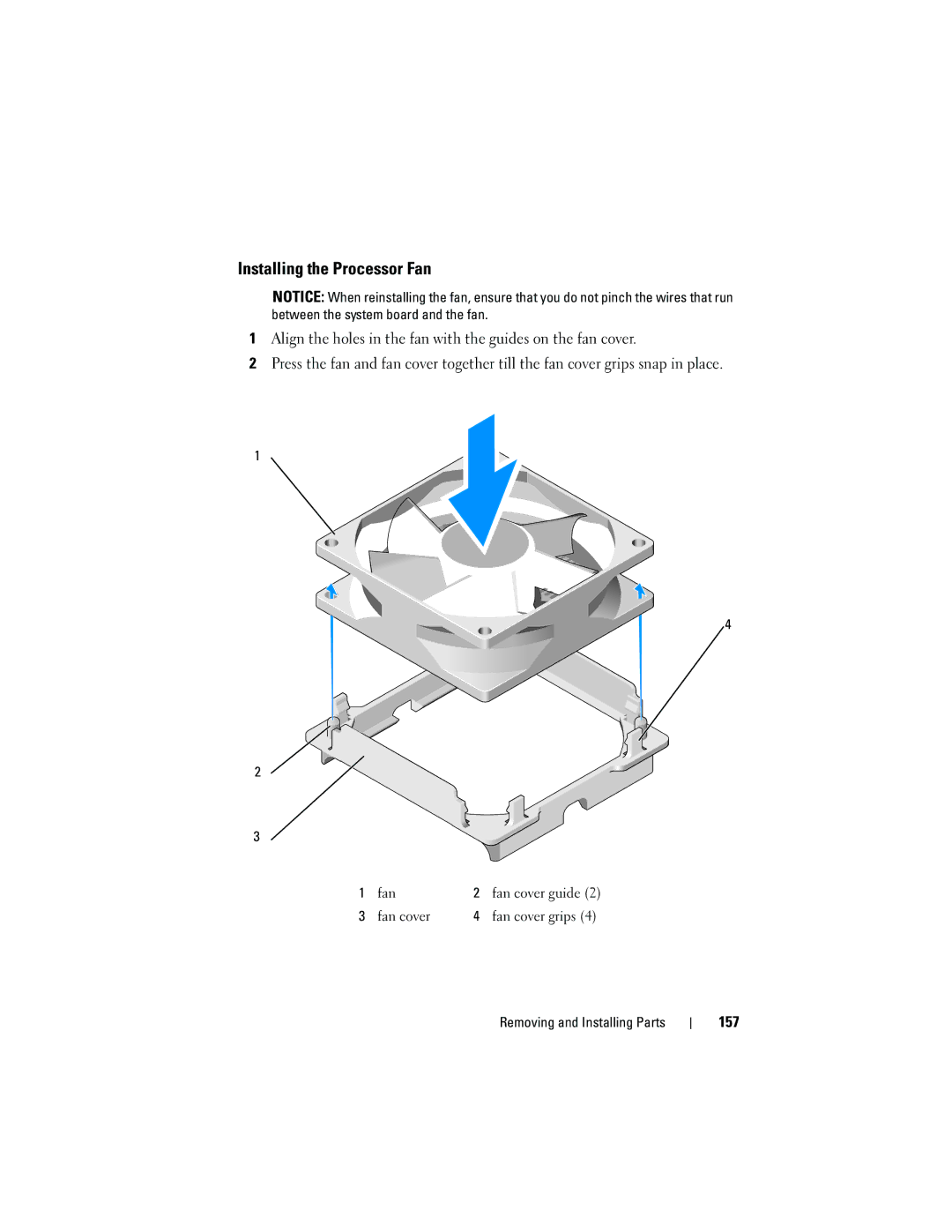 Dell 531 owner manual Installing the Processor Fan, 157 