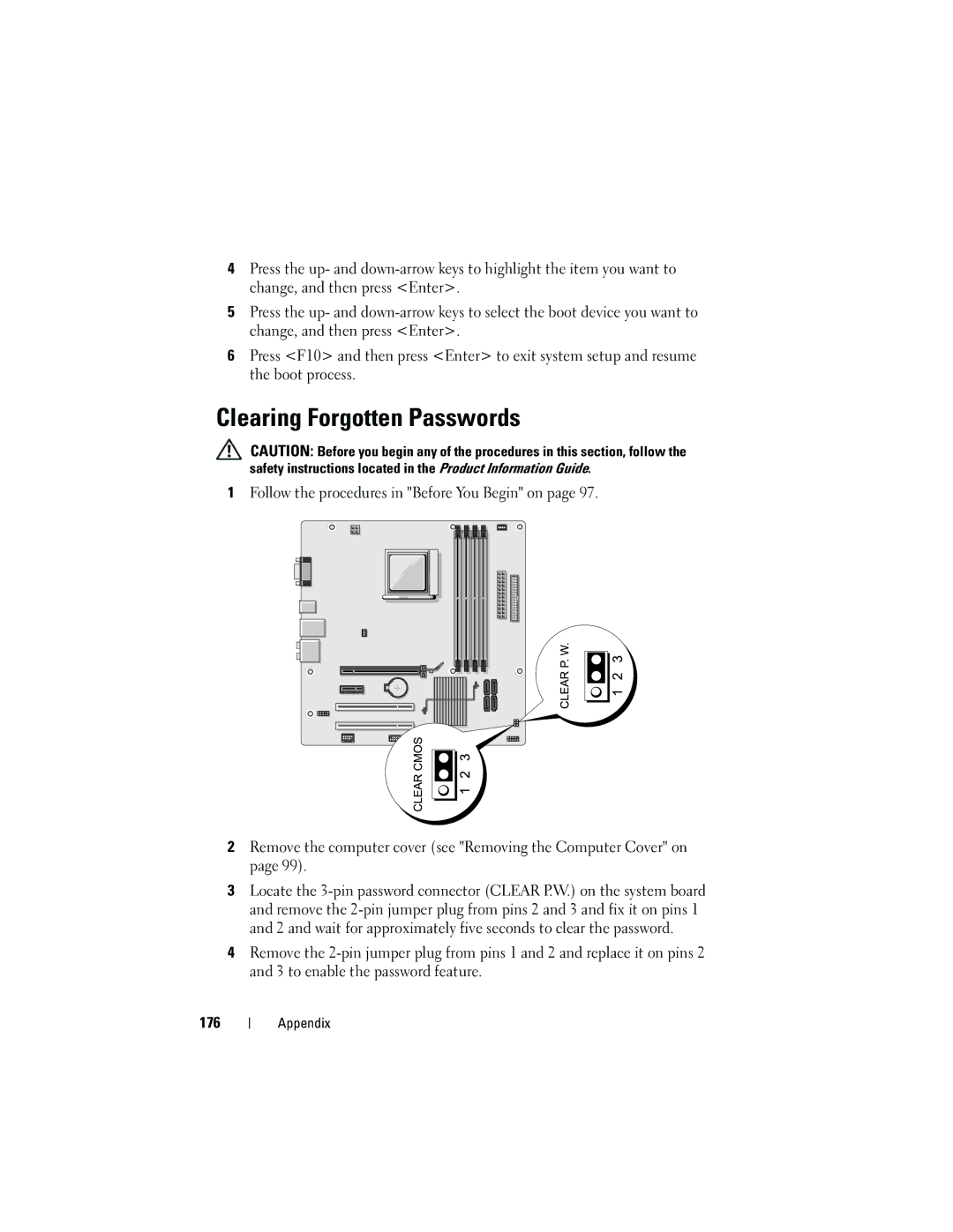 Dell 531 owner manual Clearing Forgotten Passwords 