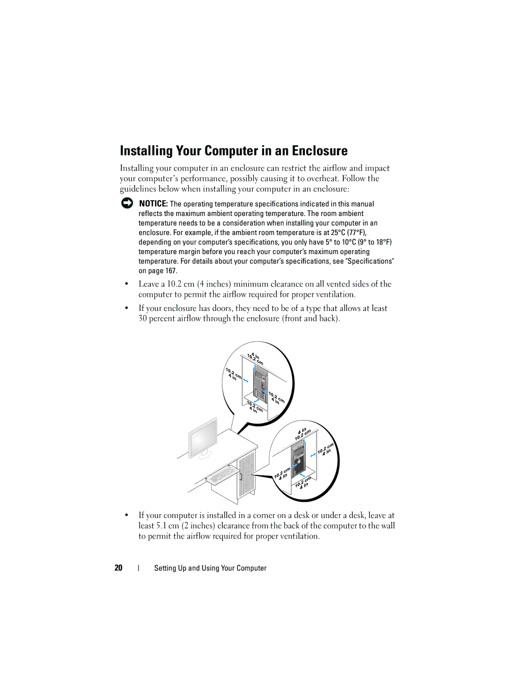 Dell 531 owner manual Installing Your Computer in an Enclosure 