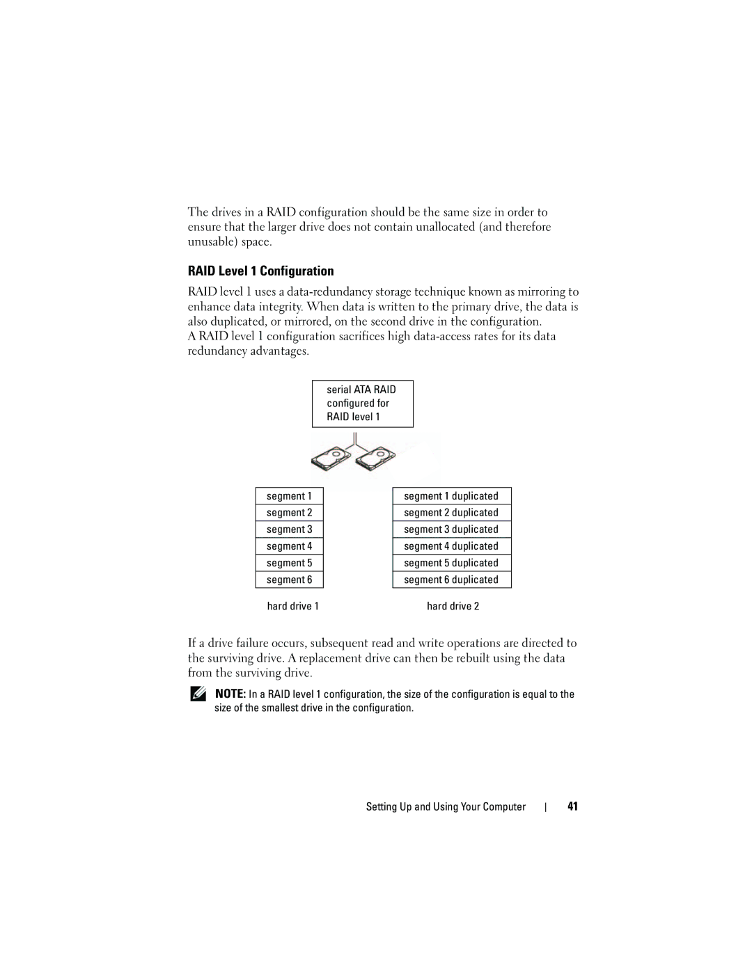 Dell 531 owner manual RAID Level 1 Configuration 