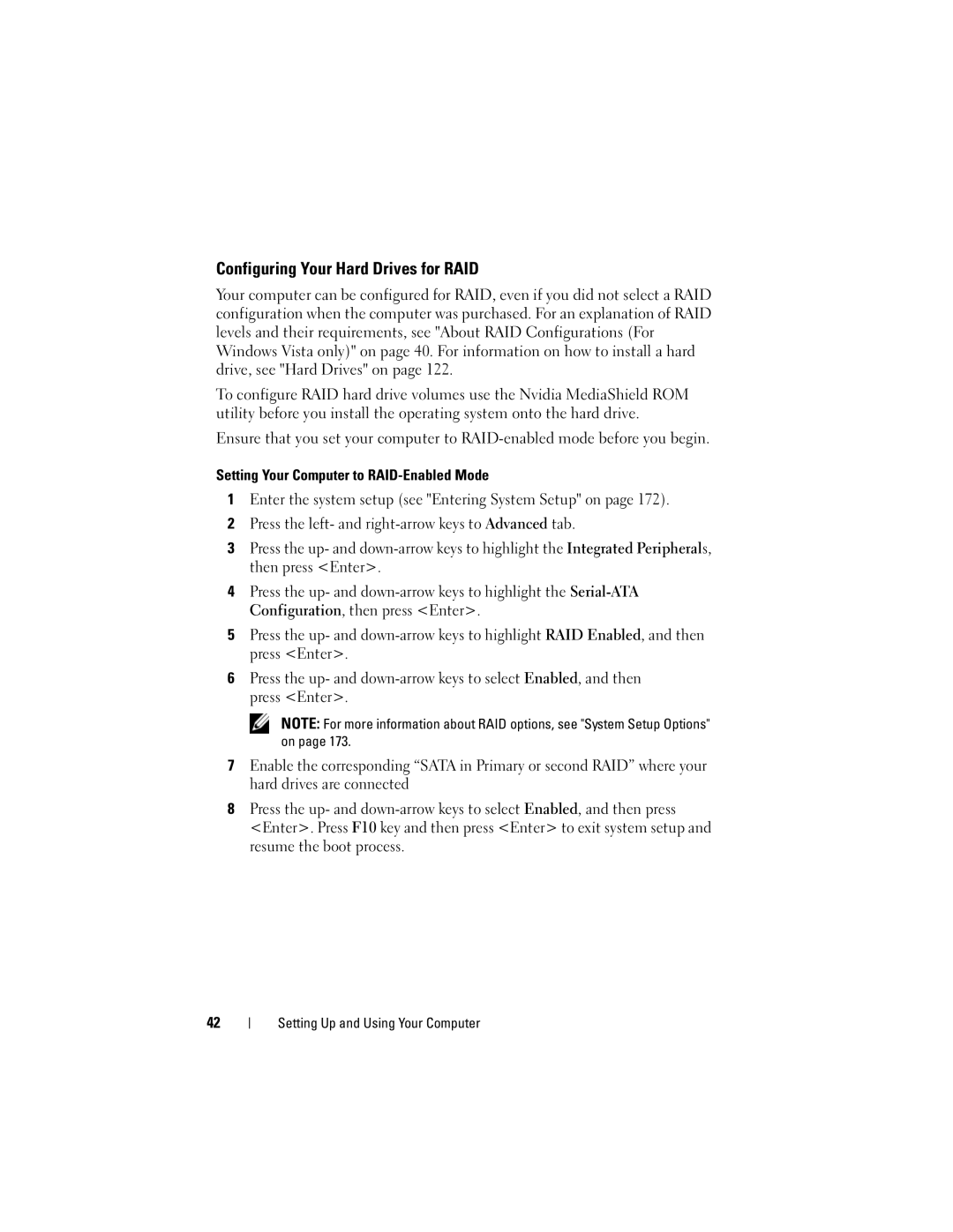 Dell 531 owner manual Configuring Your Hard Drives for RAID, Setting Your Computer to RAID-Enabled Mode 