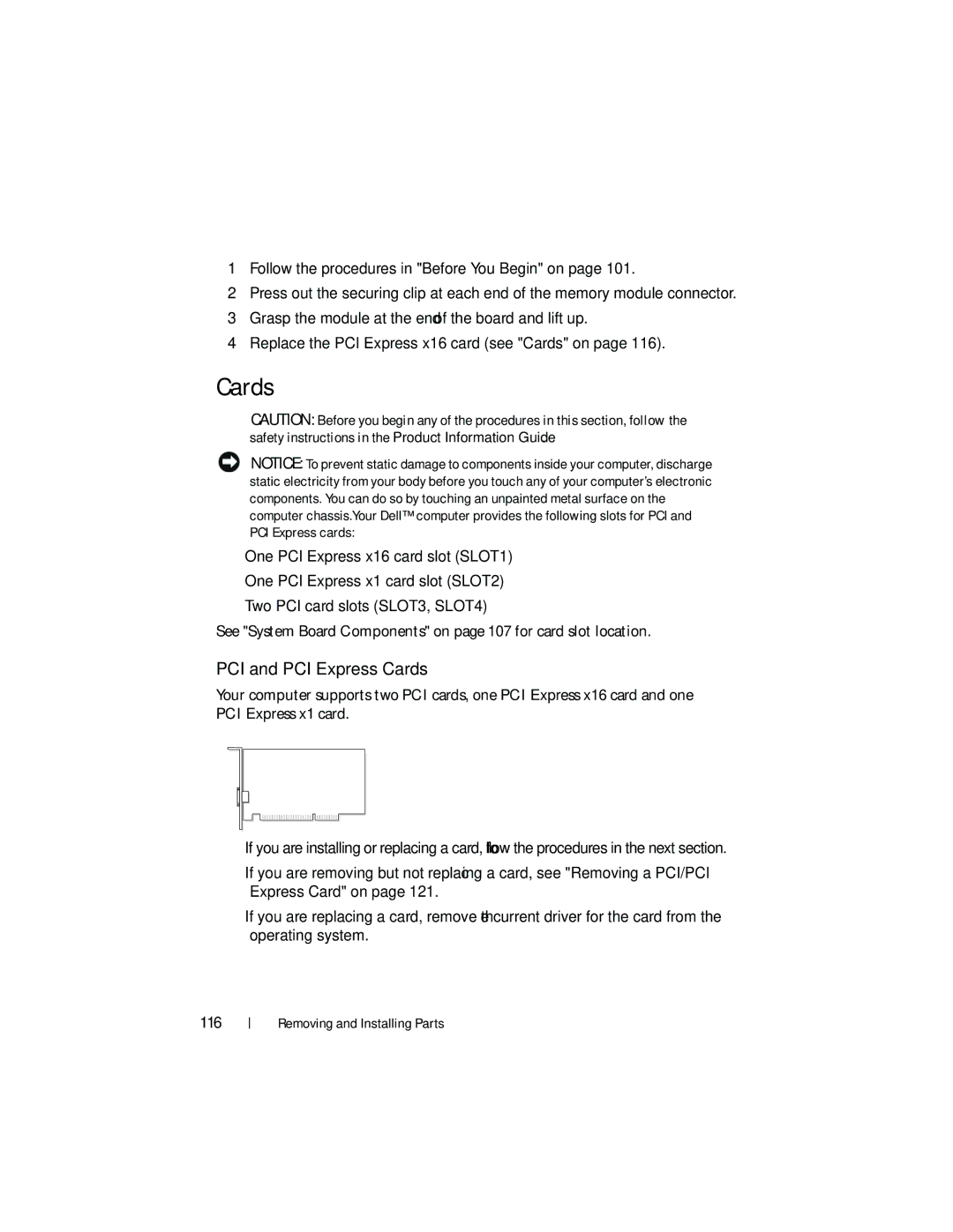 Dell 531S owner manual PCI and PCI Express Cards 