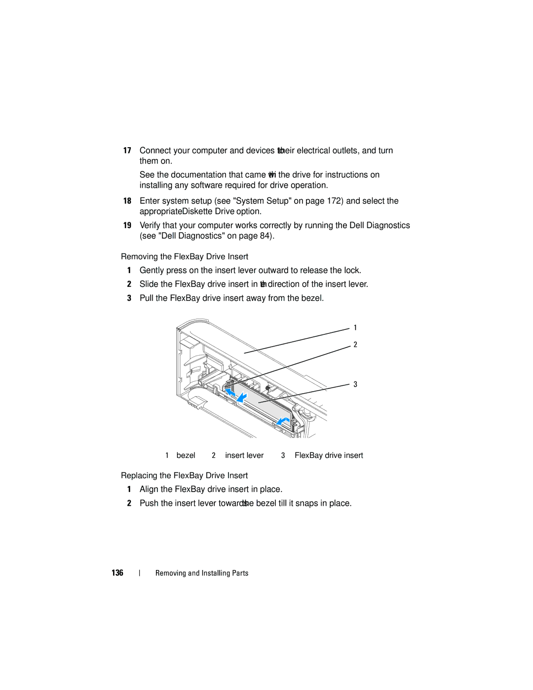 Dell 531S owner manual Bezel Insert lever FlexBay drive insert 