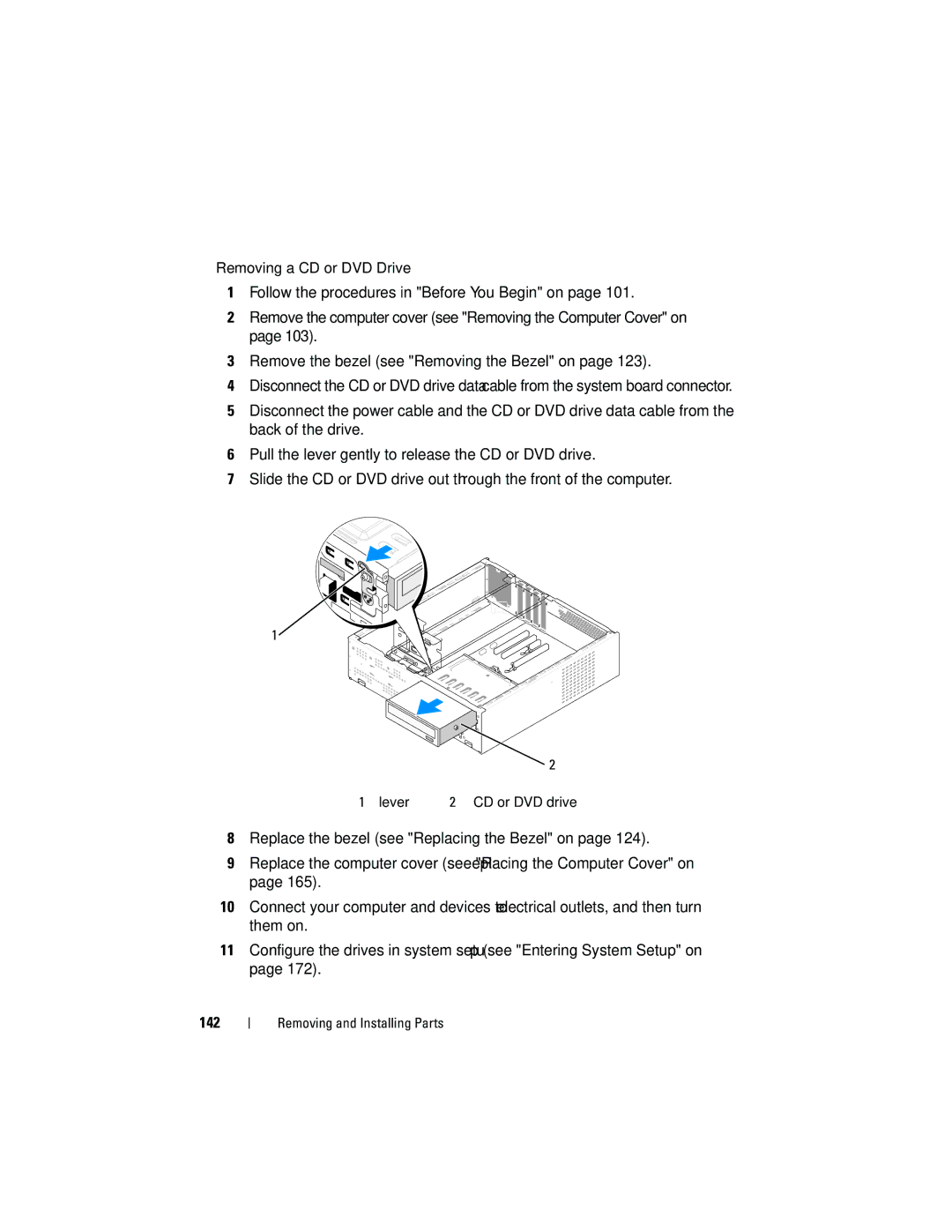 Dell 531S owner manual Lever CD or DVD drive 