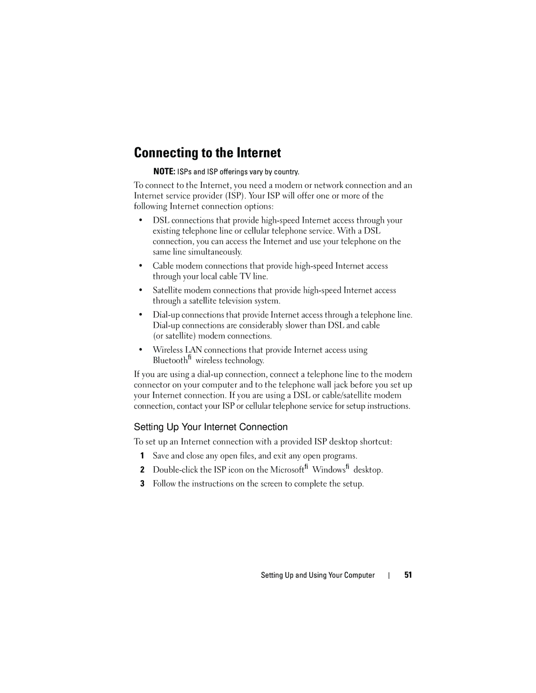 Dell 531S owner manual Connecting to the Internet, Setting Up Your Internet Connection 