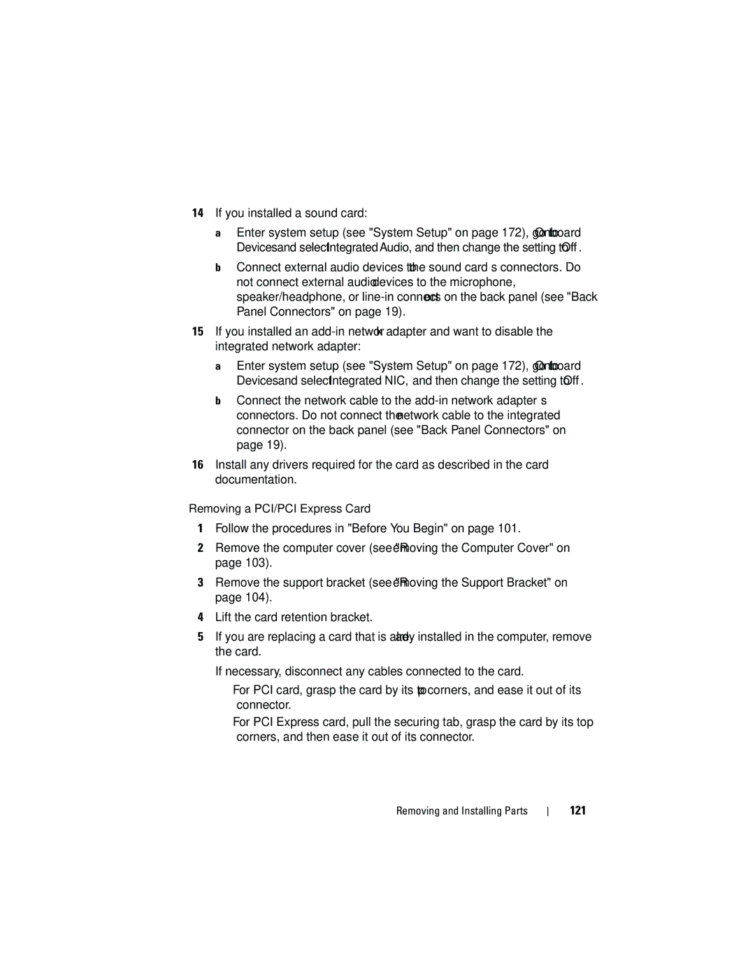 Dell 531S owner manual If you installed a sound card, 121 