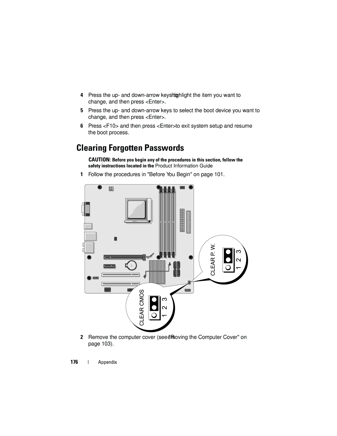 Dell 531S owner manual Clearing Forgotten Passwords 