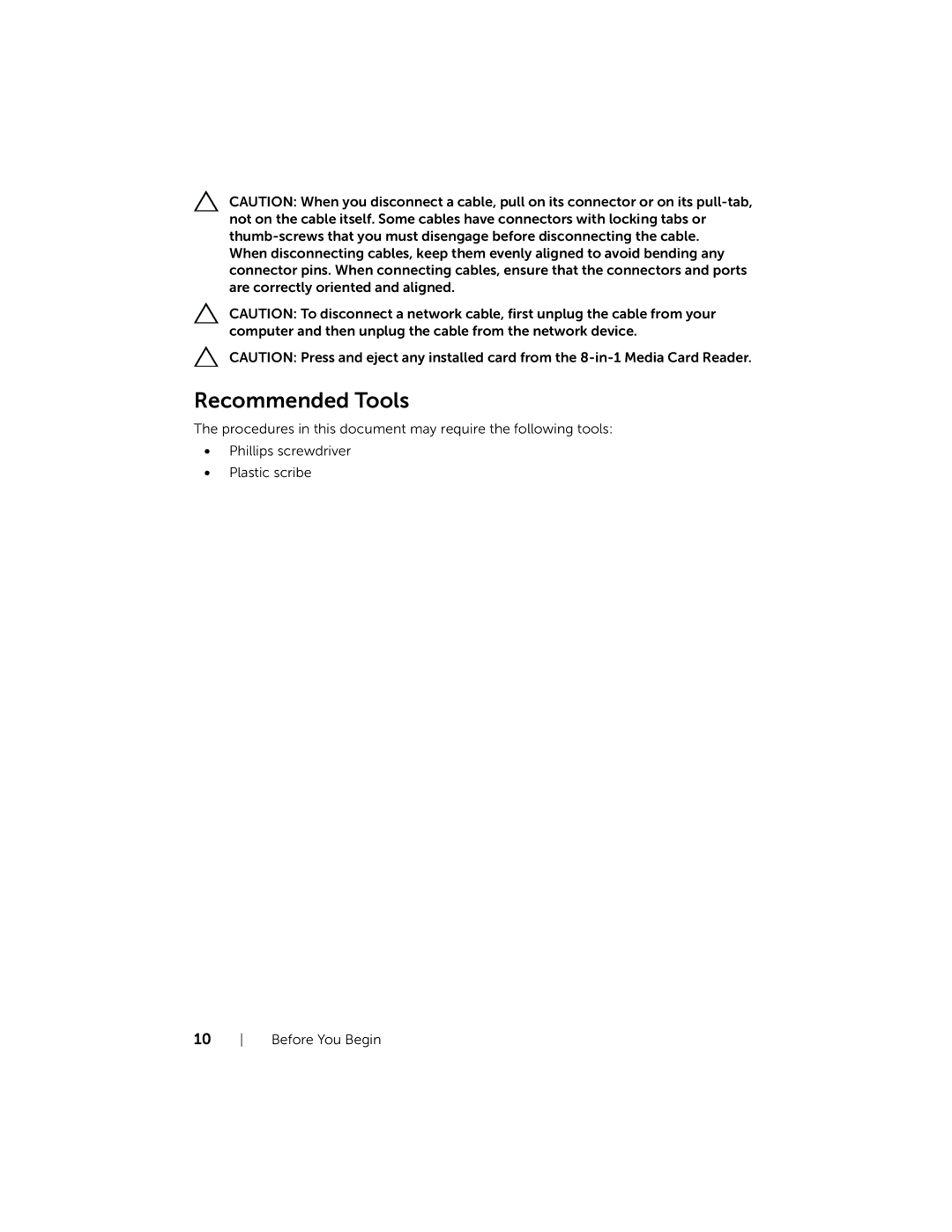 Dell 5323 owner manual Recommended Tools 