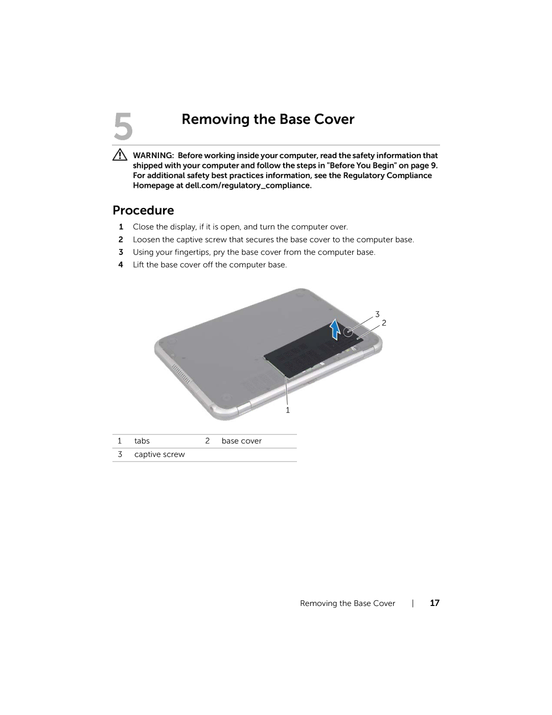 Dell 5323 owner manual Removing the Base Cover 