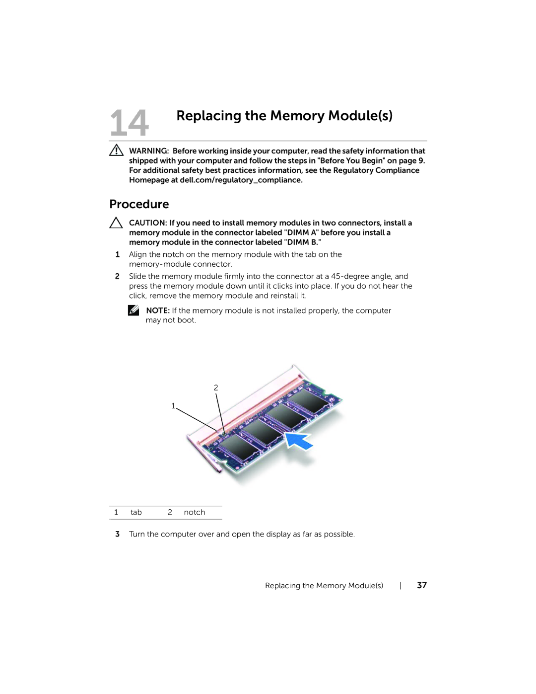 Dell 5323 owner manual Replacing the Memory Modules 