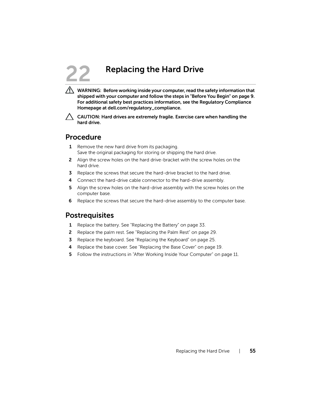 Dell 5323 owner manual Replacing the Hard Drive 