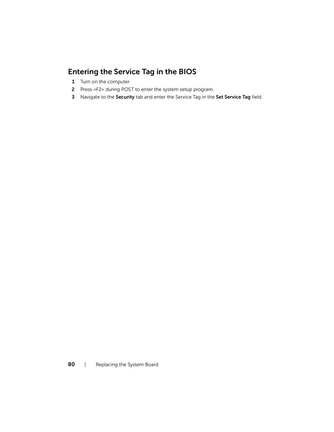 Dell 5323 owner manual Entering the Service Tag in the Bios 