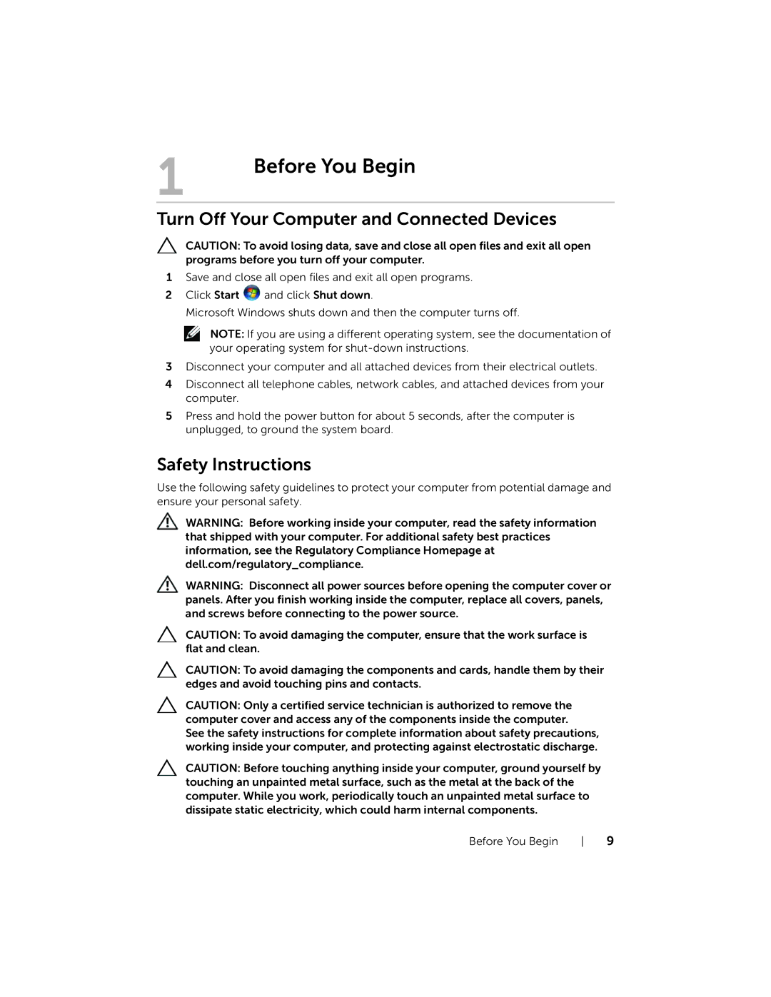 Dell 5323 owner manual Before You Begin, Turn Off Your Computer and Connected Devices 