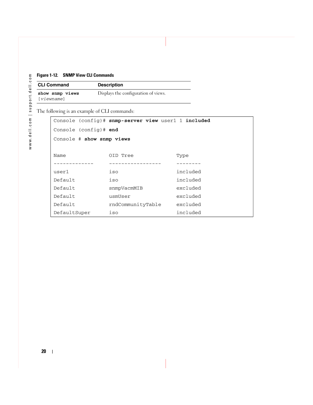 Dell 5324 manual Console # show snmp views 