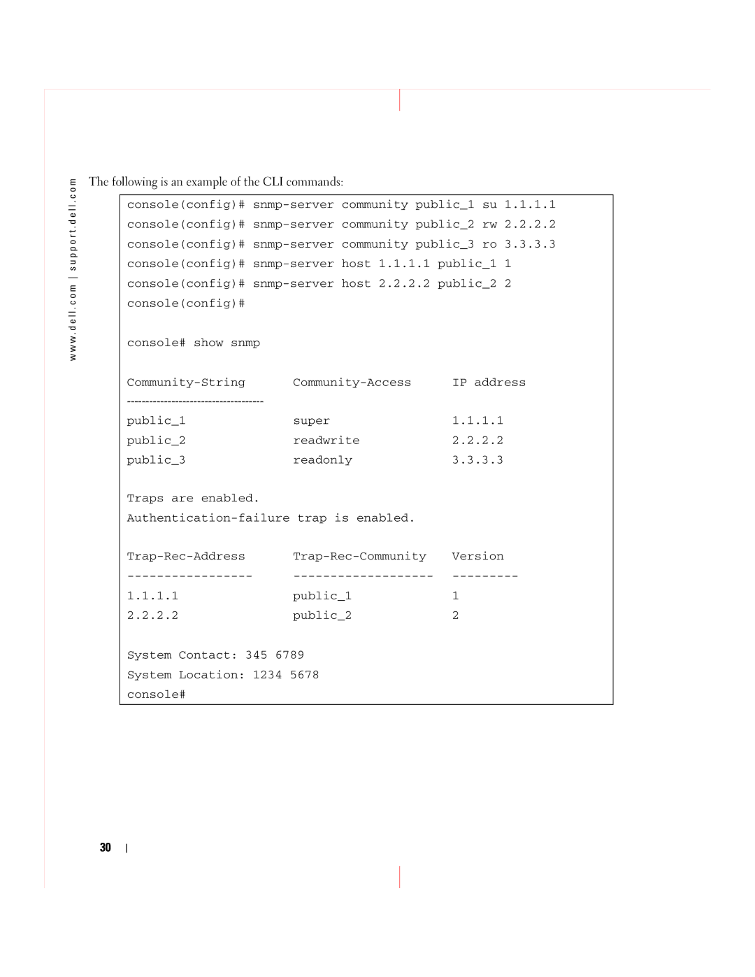 Dell 5324 manual Following is an example of the CLI commands 