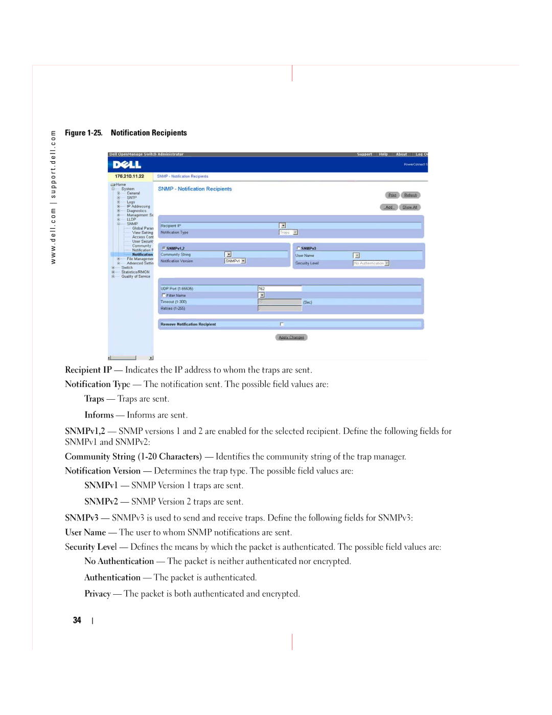 Dell 5324 manual Notification Recipients 