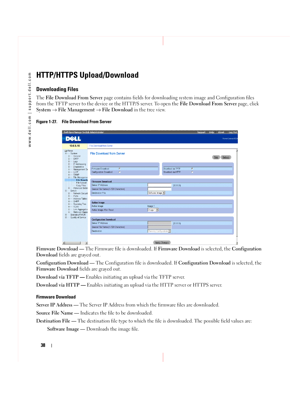 Dell 5324 manual HTTP/HTTPS Upload/Download, Downloading Files 