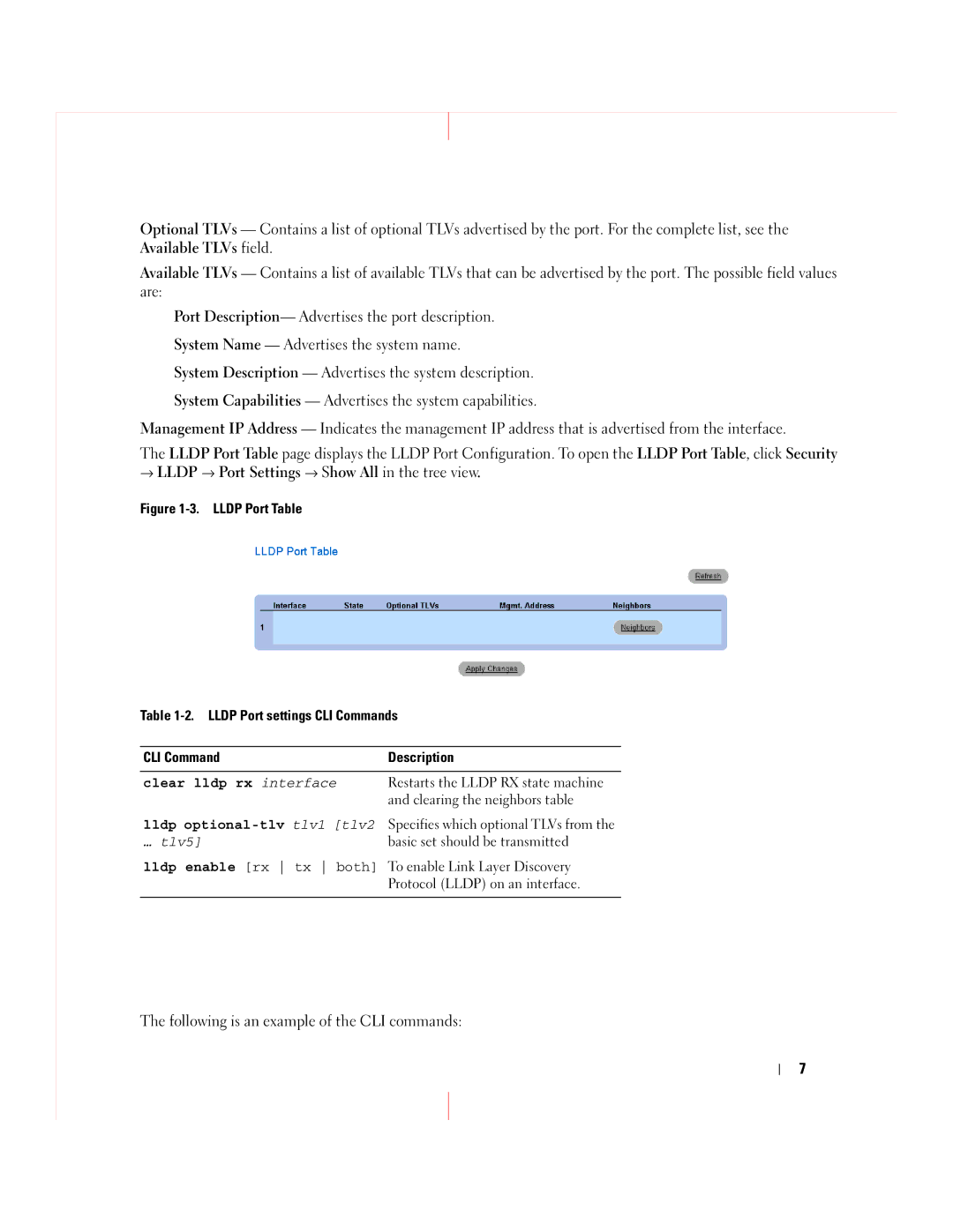 Dell 5324 manual Clear lldp rx interface 