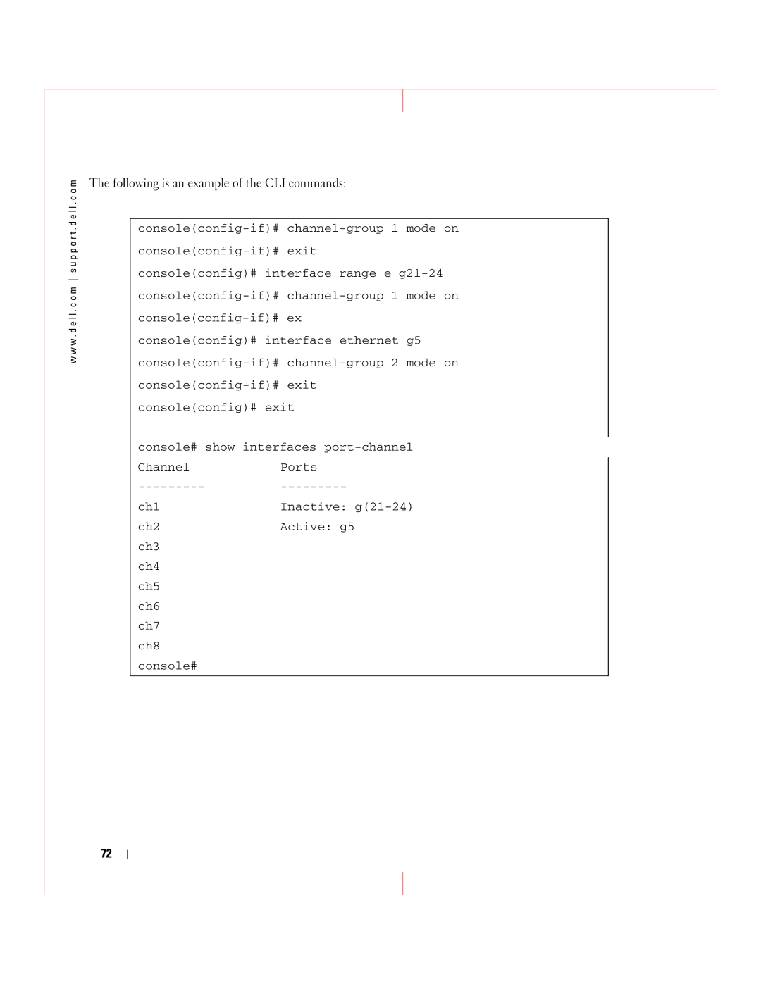 Dell 5324 manual Following is an example of the CLI commands 