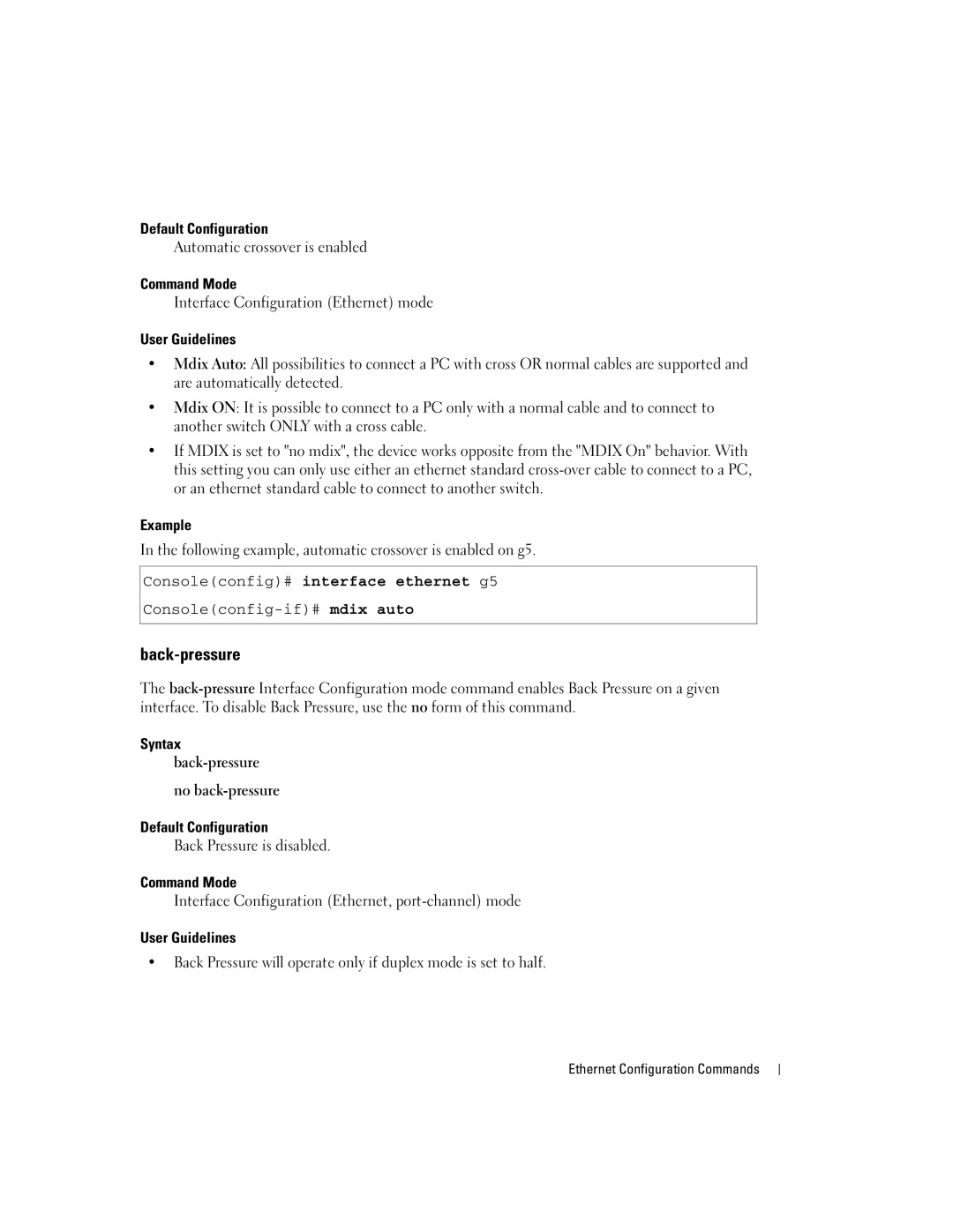 Dell 5324 manual Syntax Back-pressure No back-pressure Default Configuration, 125 