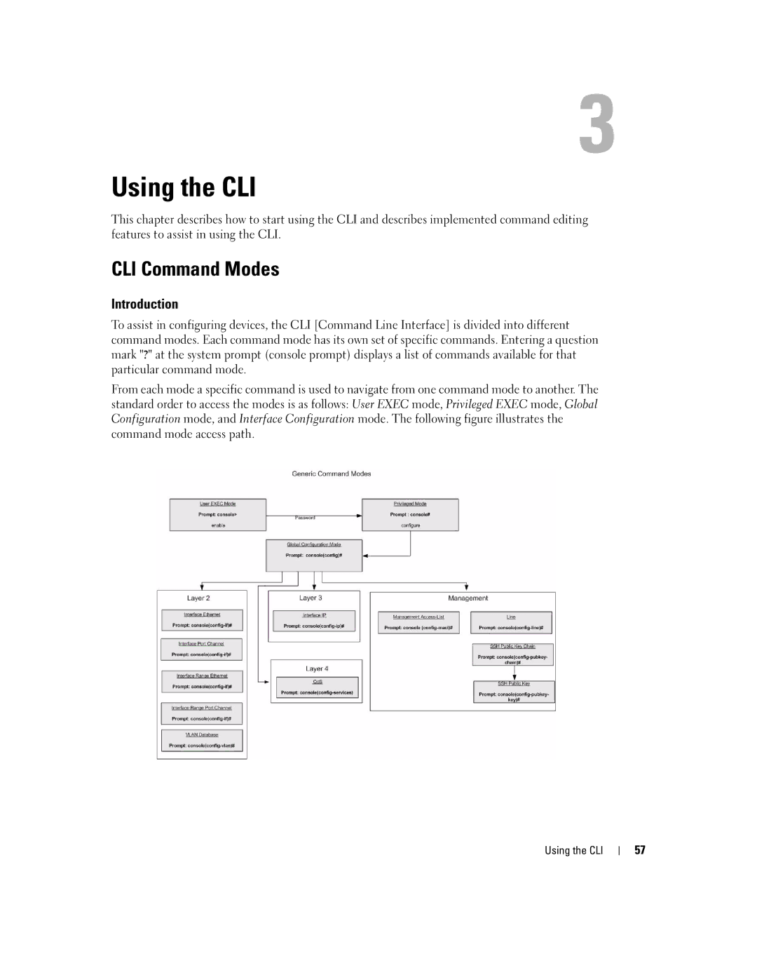 Dell 5324 manual Using the CLI, CLI Command Modes, Introduction 