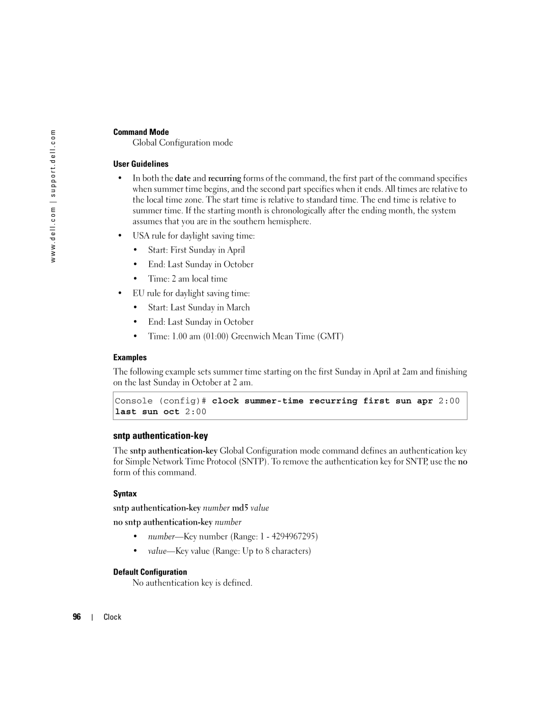 Dell 5324 manual Sntp authentication-key, No authentication key is defined 