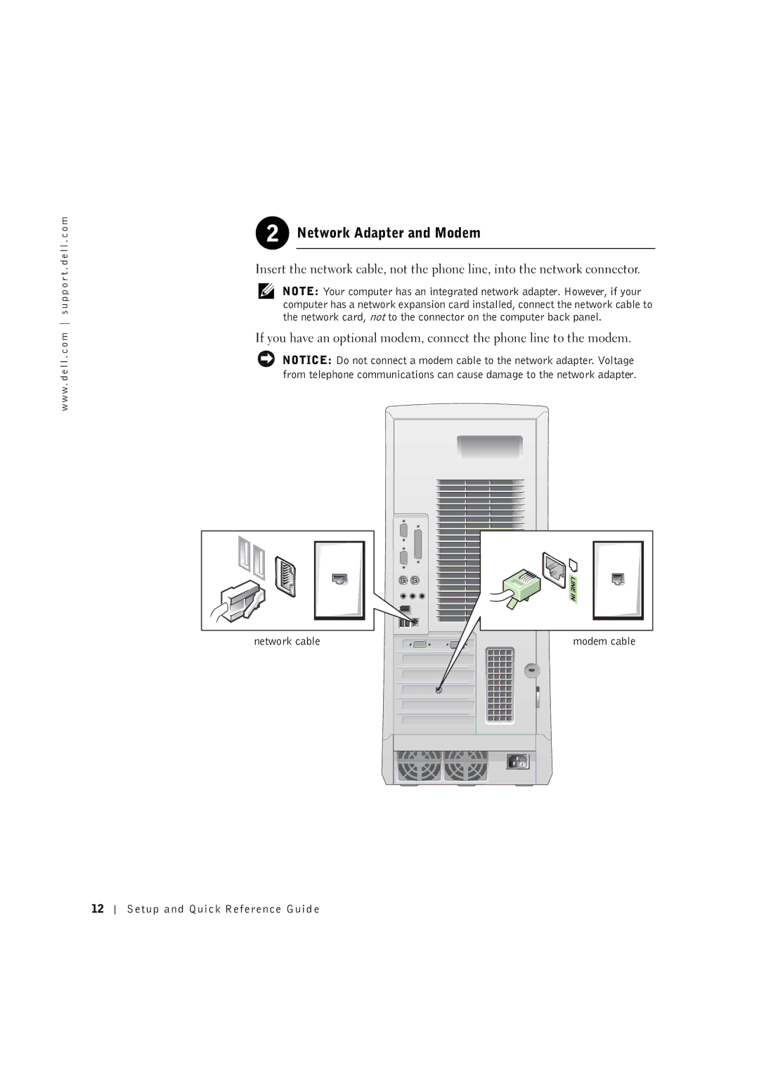 Dell 533CX manual Network Adapter and Modem 