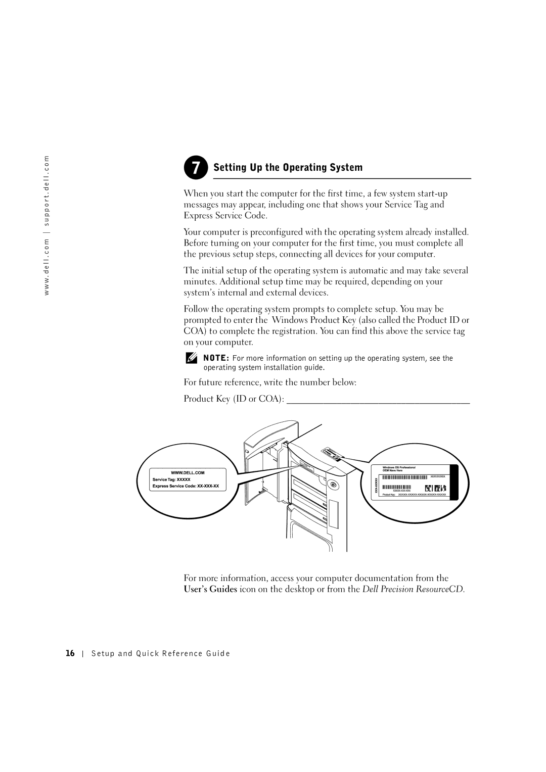 Dell 533CX manual Setting Up the Operating System 