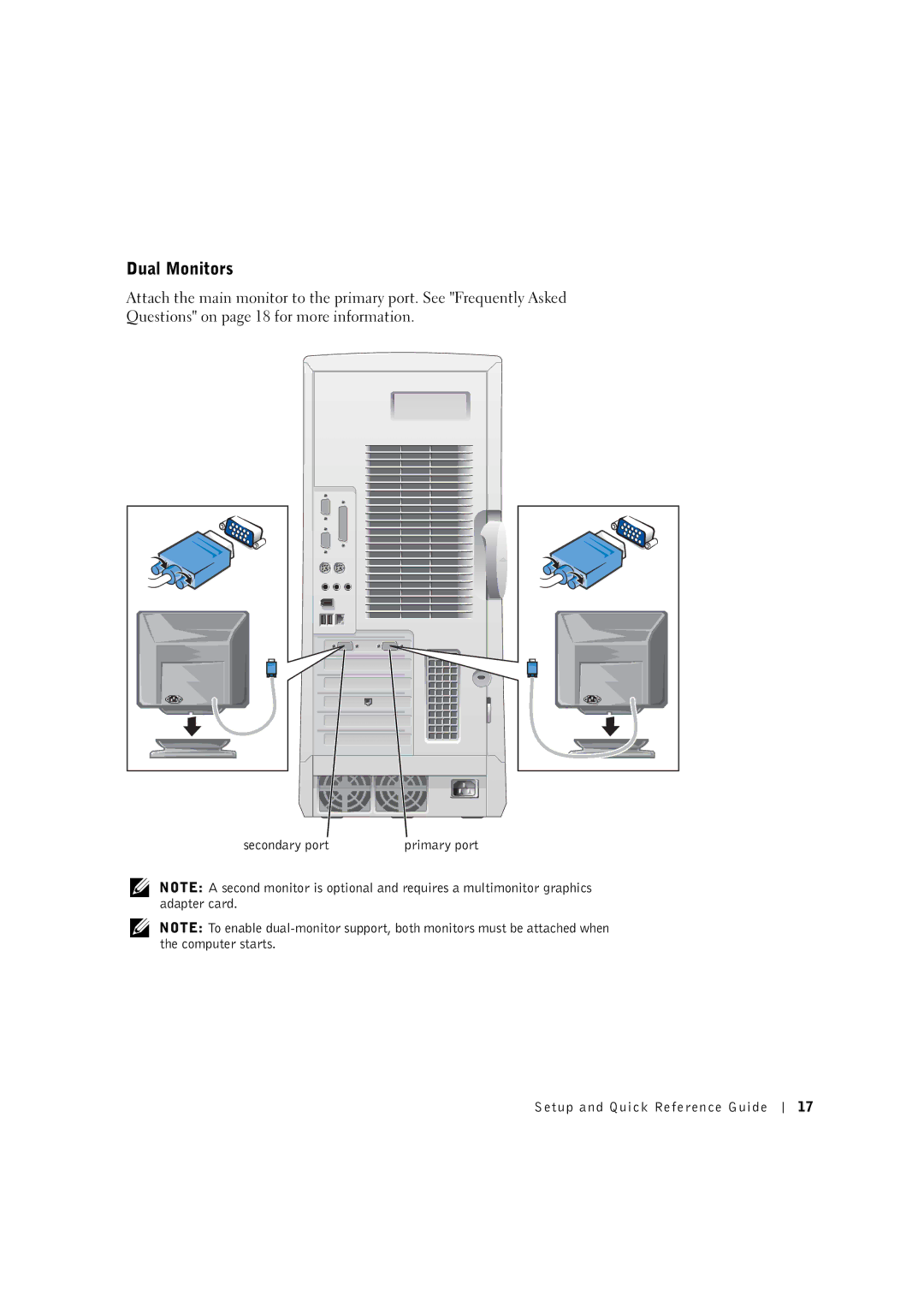 Dell 533CX manual Dual Monitors 