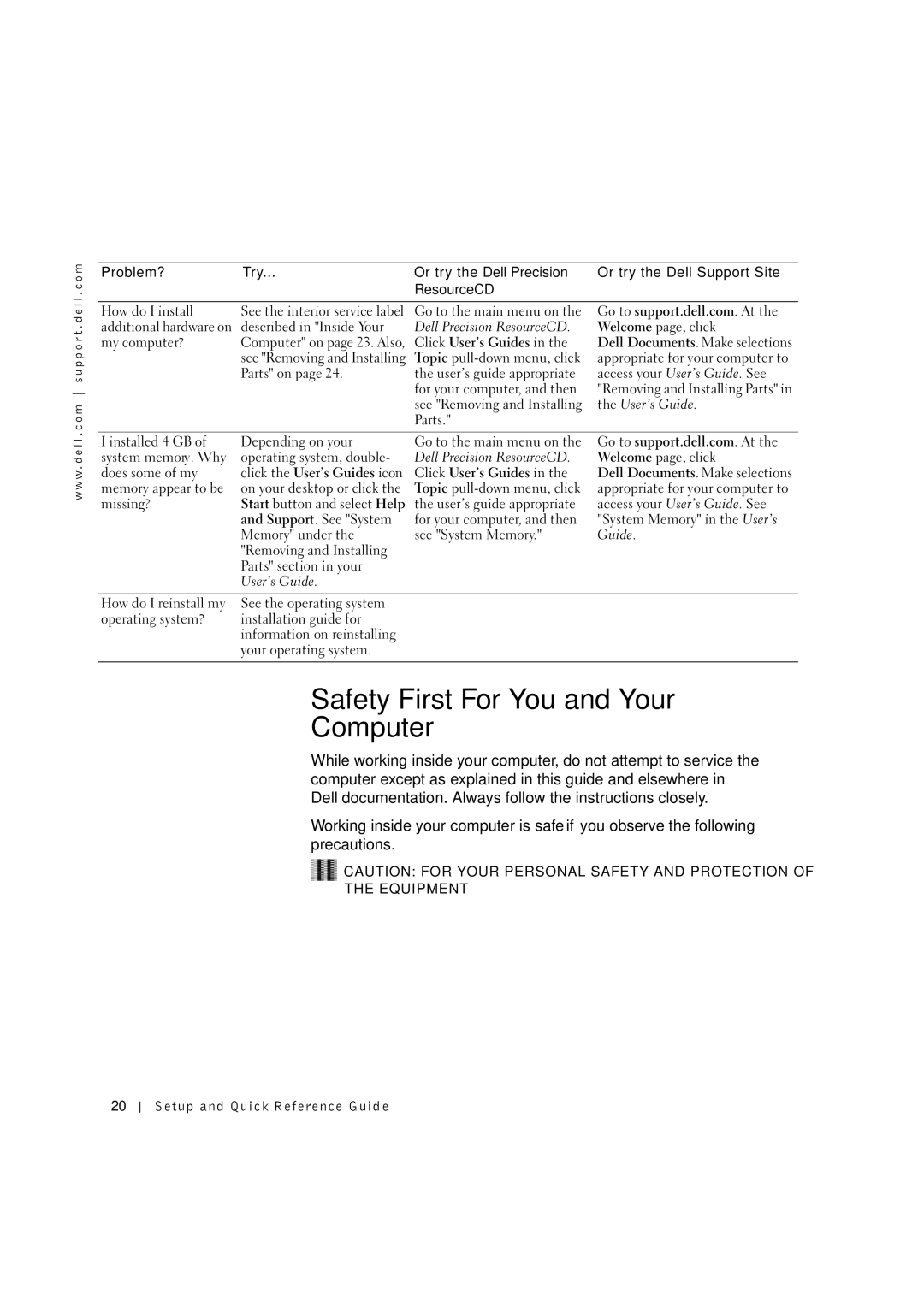 Dell 533CX manual Safety First-For You and Your Computer 