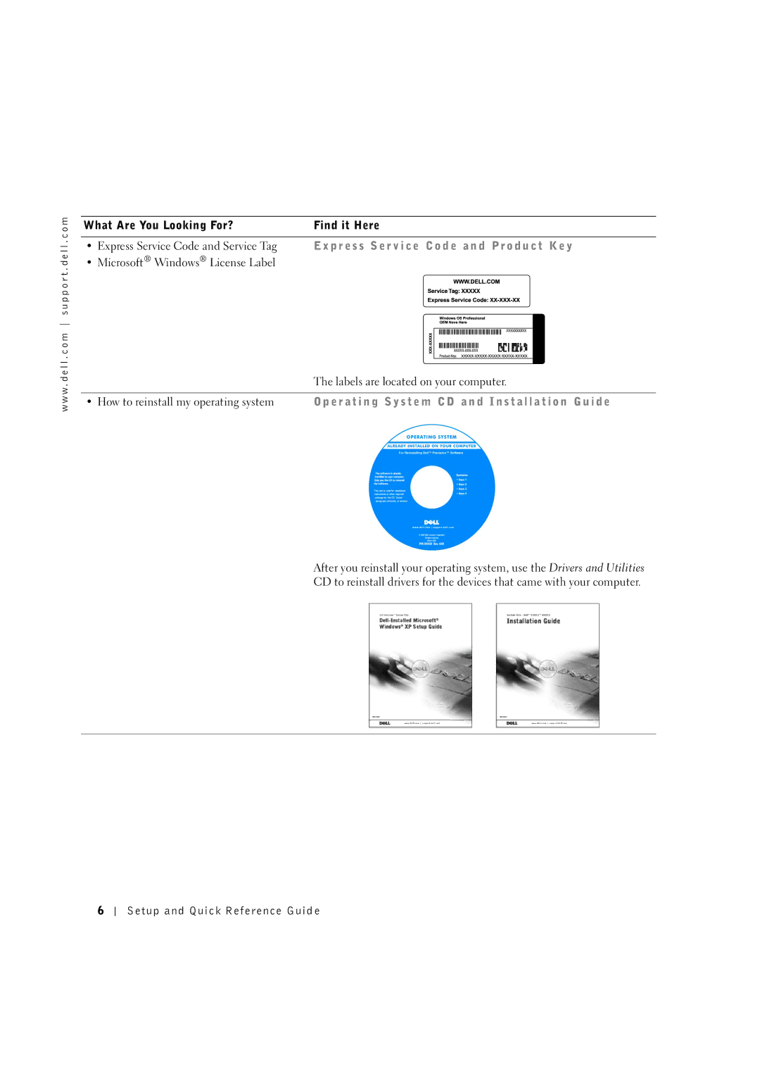 Dell 533CX manual P r e s s S e r v i c e code a n d P r o d u c t Ke y 