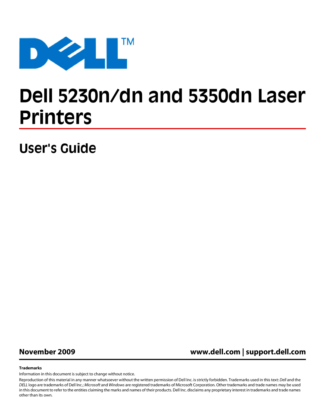 Dell 5230N/DN, 5350dn manual Users Guide, November 