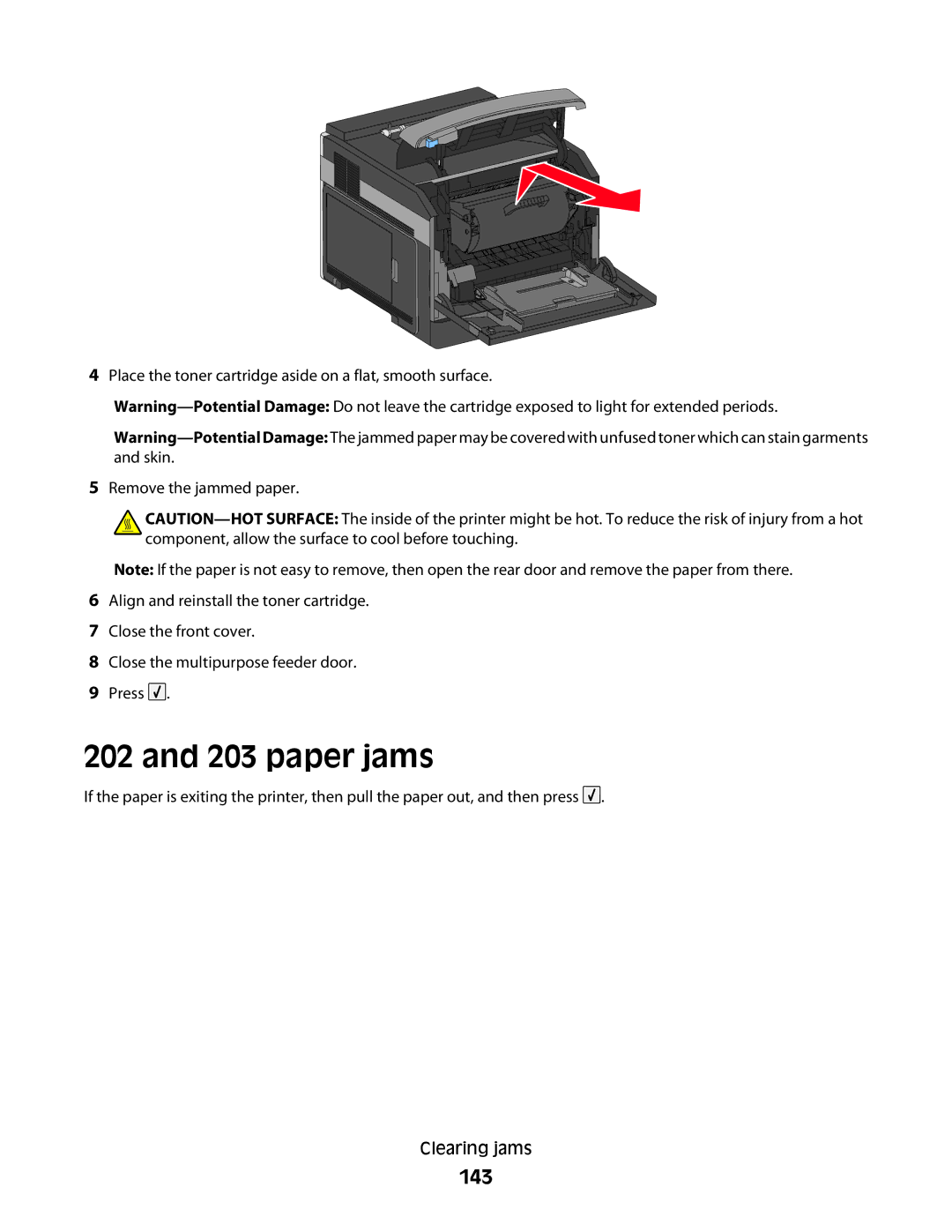 Dell 5230N/DN, 5350dn manual paper jams, 143 