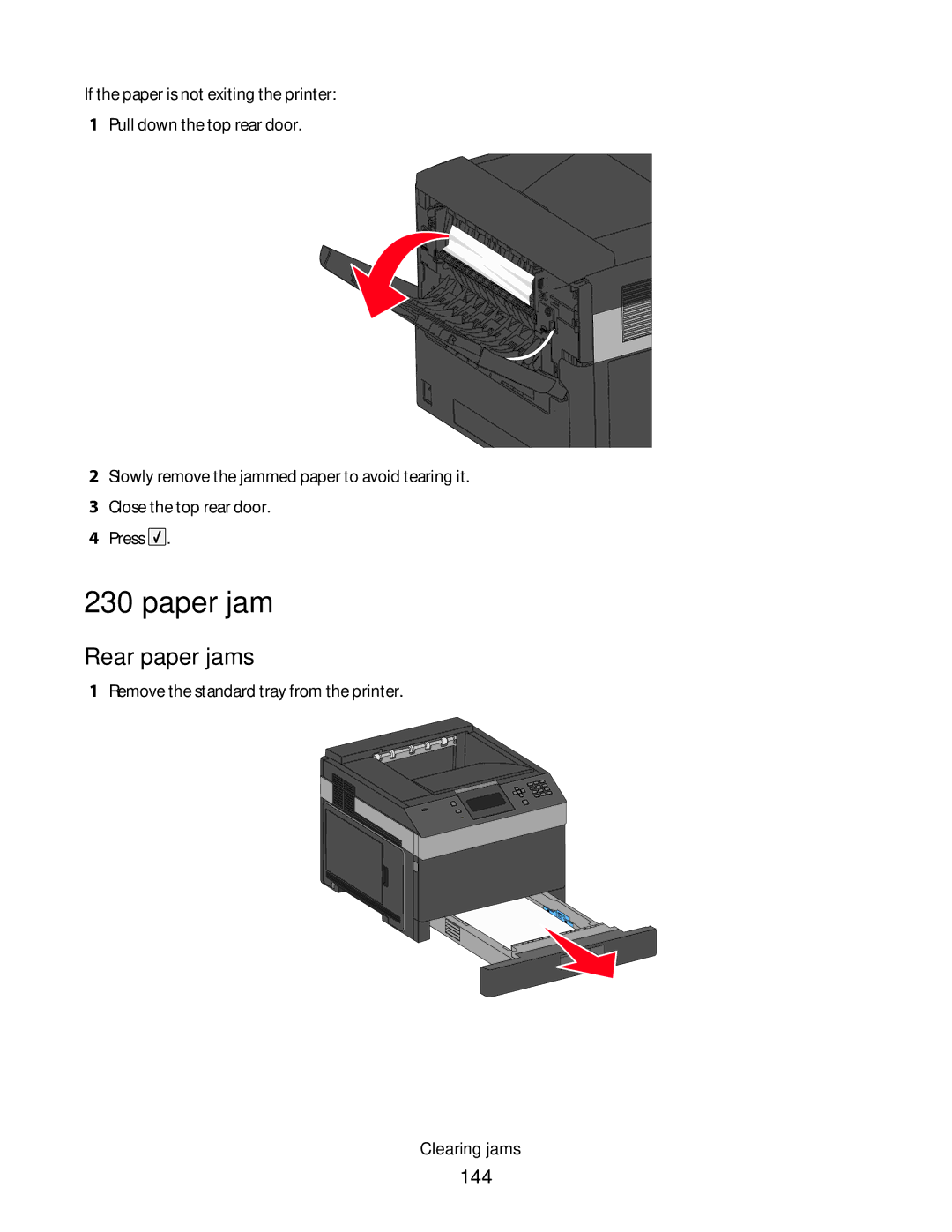 Dell 5350dn, 5230N/DN manual Rear paper jams, 144 