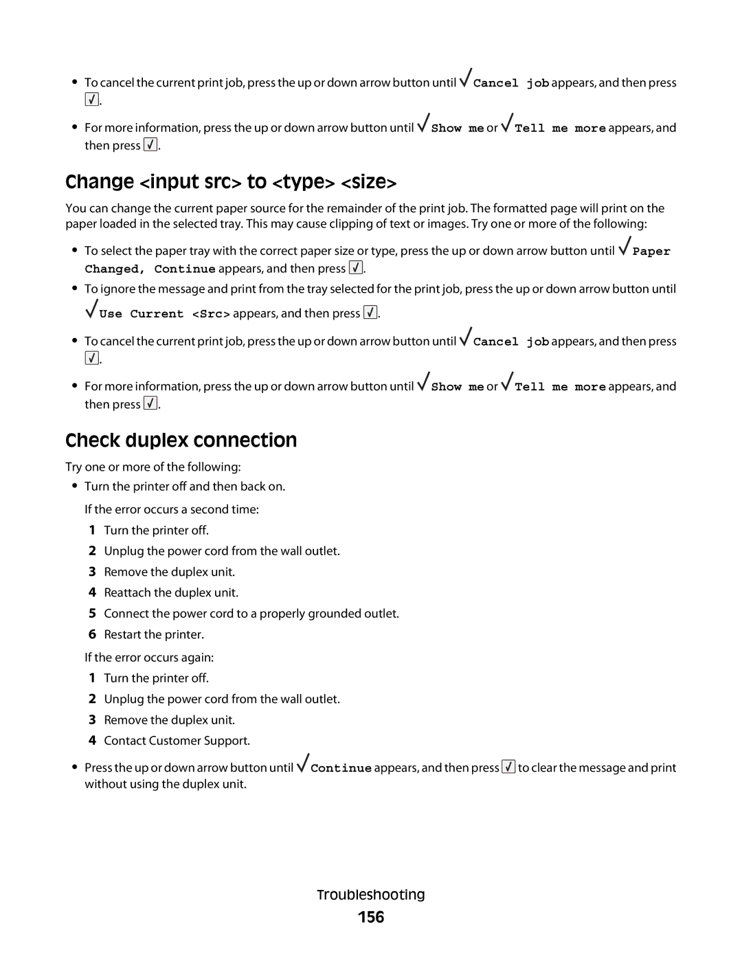 Dell 5350dn, 5230N/DN manual Change input src to type size, Check duplex connection, 156 
