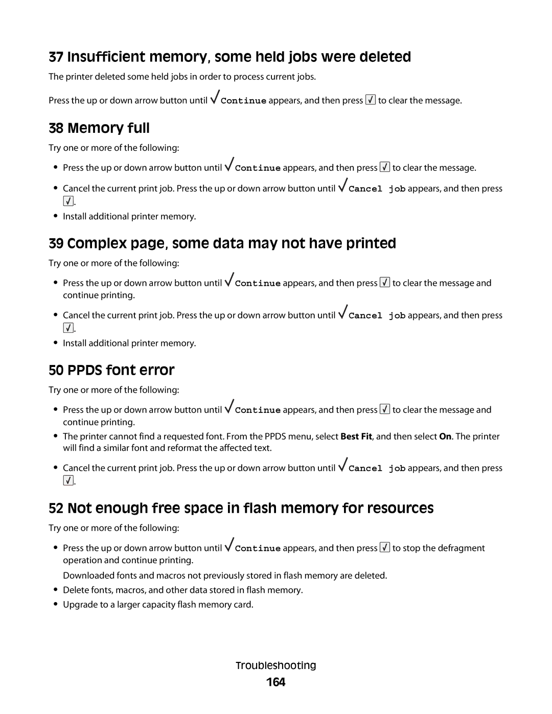 Dell 5350dn Insufficient memory, some held jobs were deleted, Memory full, Complex page, some data may not have printed 