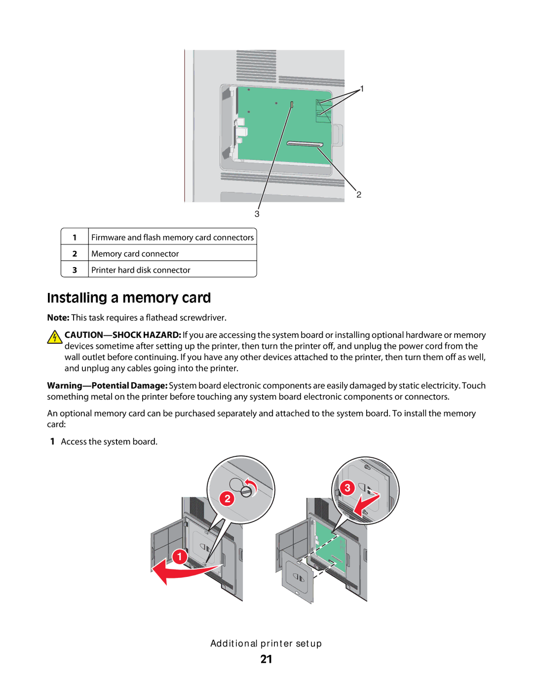 Dell 5230N/DN, 5350dn manual Installing a memory card 