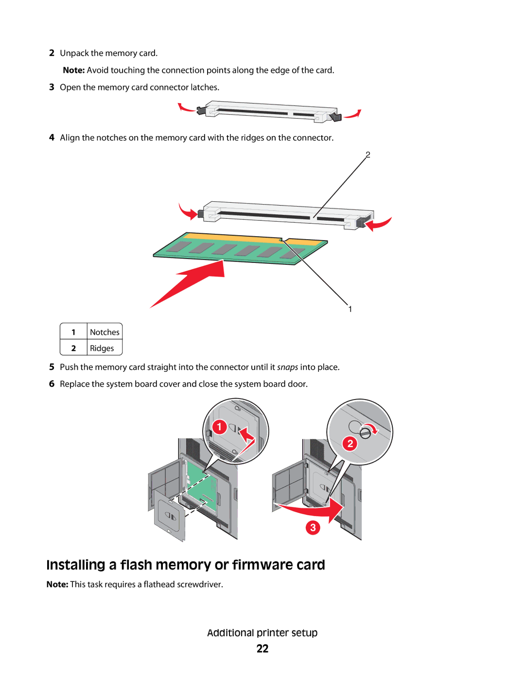 Dell 5350dn, 5230N/DN manual Installing a flash memory or firmware card 