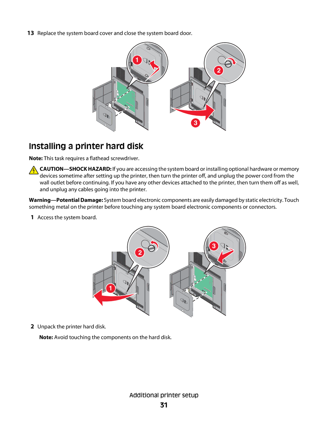 Dell 5230N/DN, 5350dn manual Installing a printer hard disk 