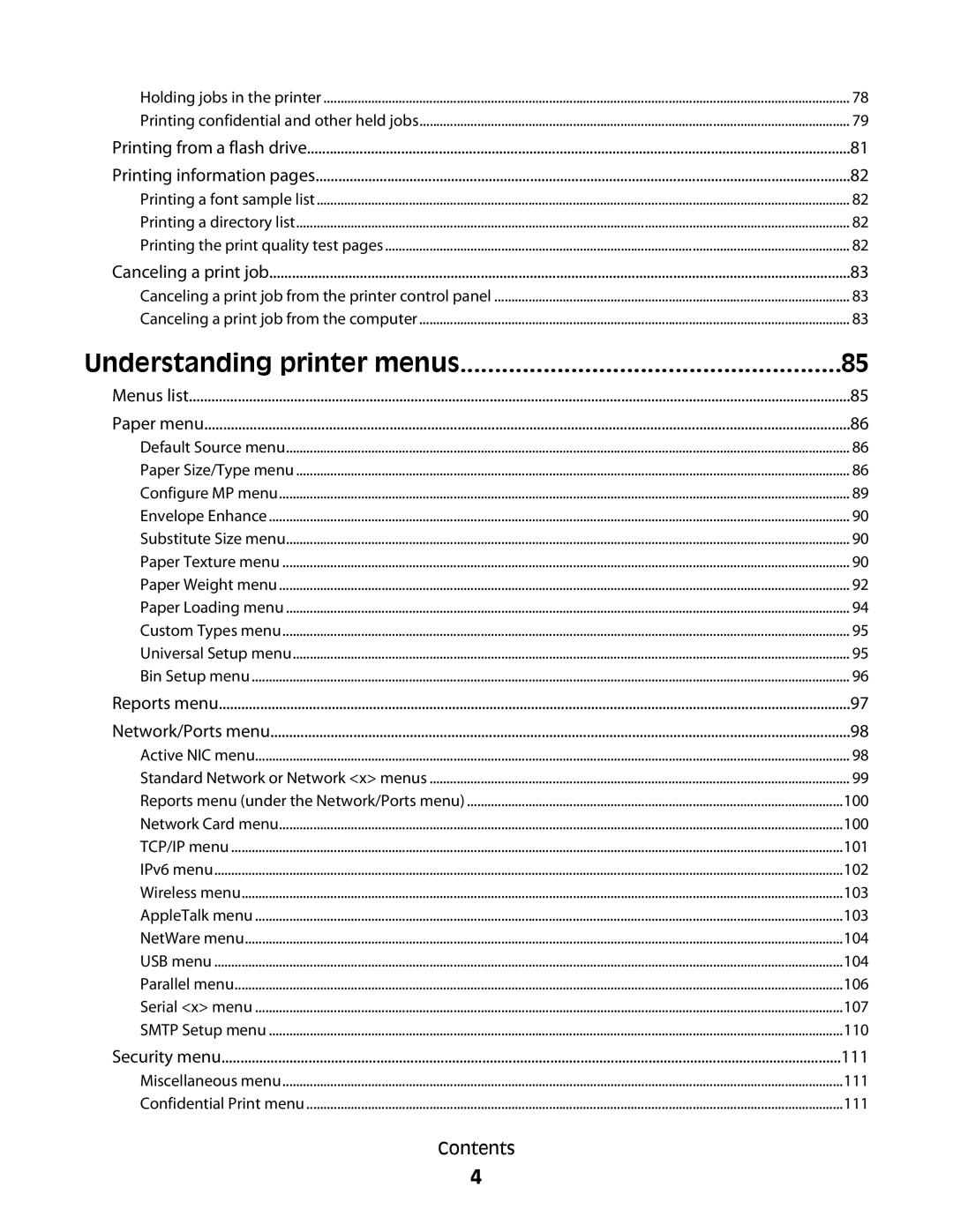 Dell 5350dn, 5230N/DN manual Understanding printer menus 