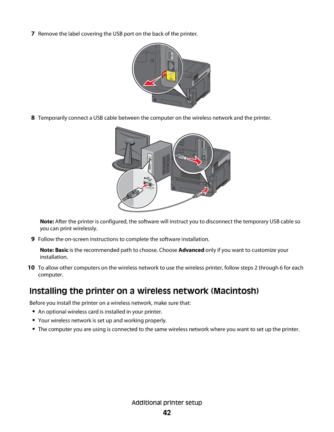 Dell 5350dn, 5230N/DN manual Installing the printer on a wireless network Macintosh 