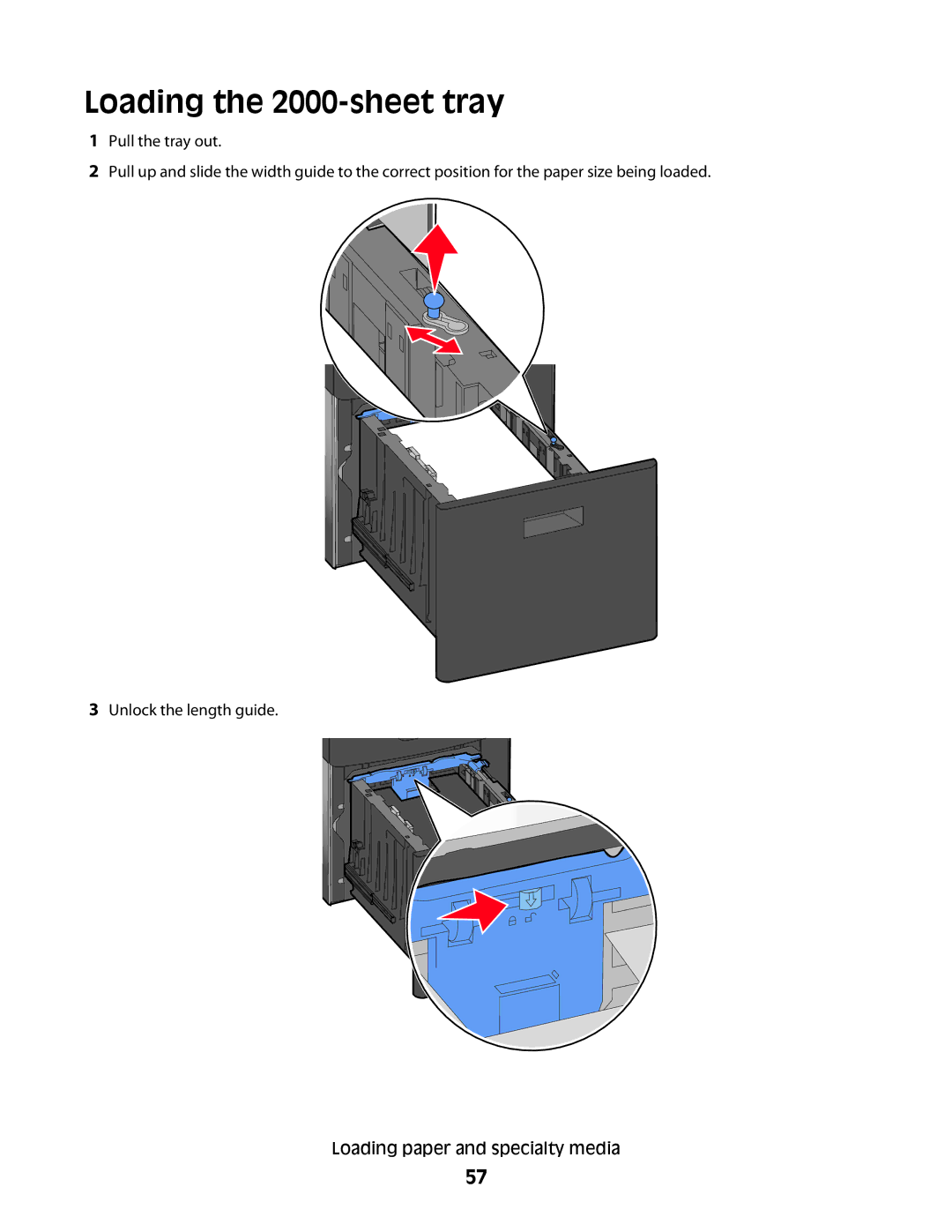 Dell 5230N/DN, 5350dn manual Loading the 2000-sheet tray 