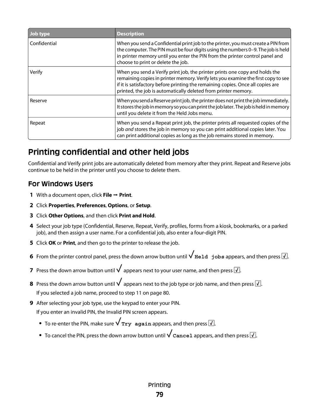 Dell 5230N/DN, 5350dn manual Printing confidential and other held jobs, For Windows Users 