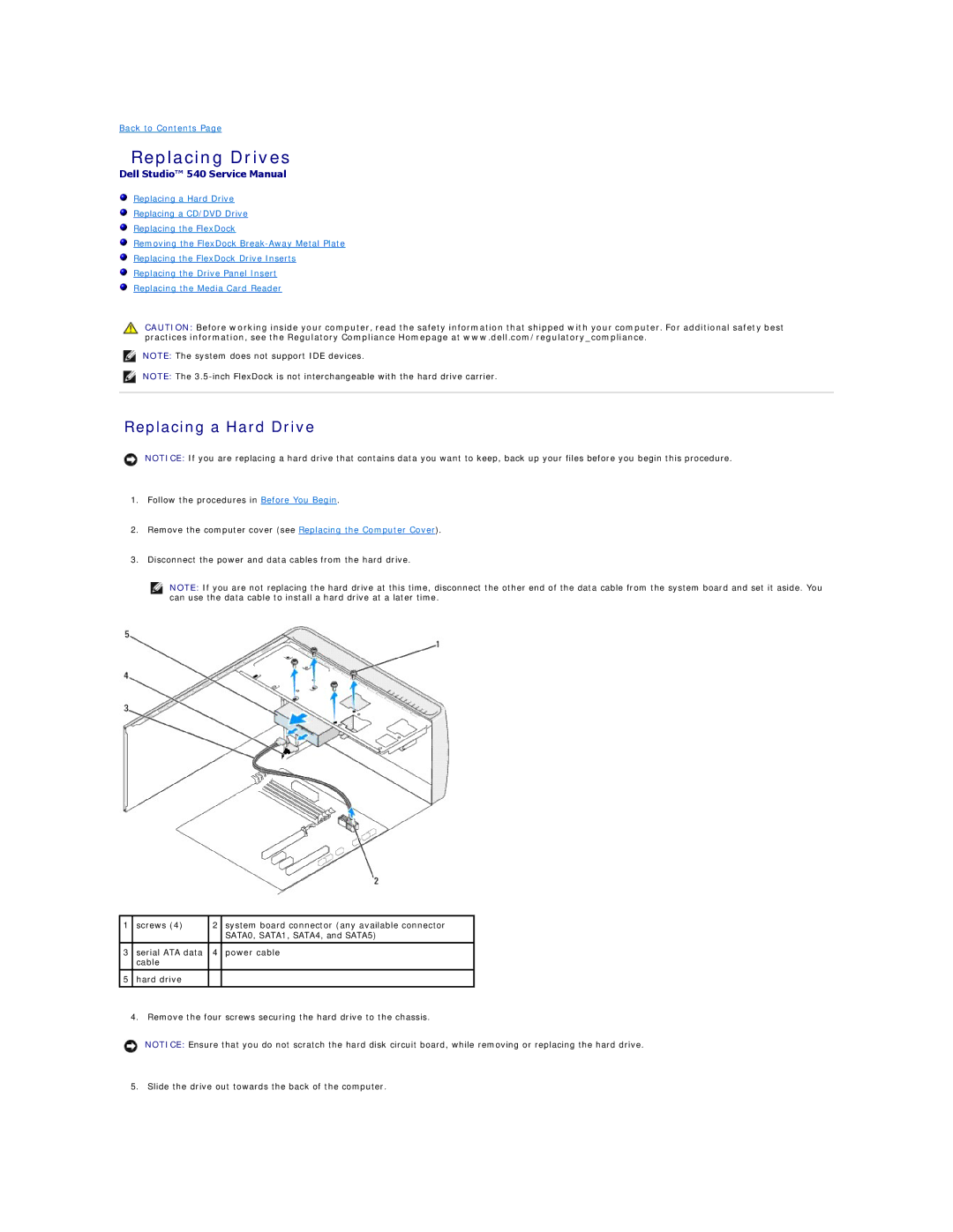Dell 540 manual Replacing Drives, Replacing a Hard Drive 