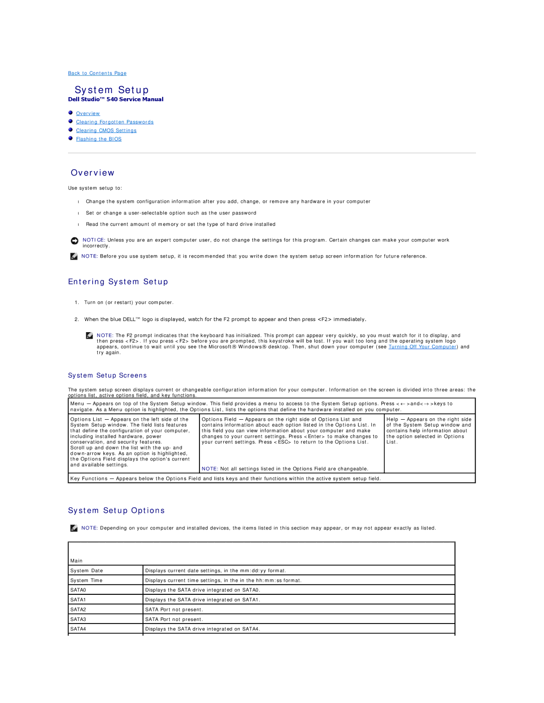 Dell 540 manual System Setup, Overview 