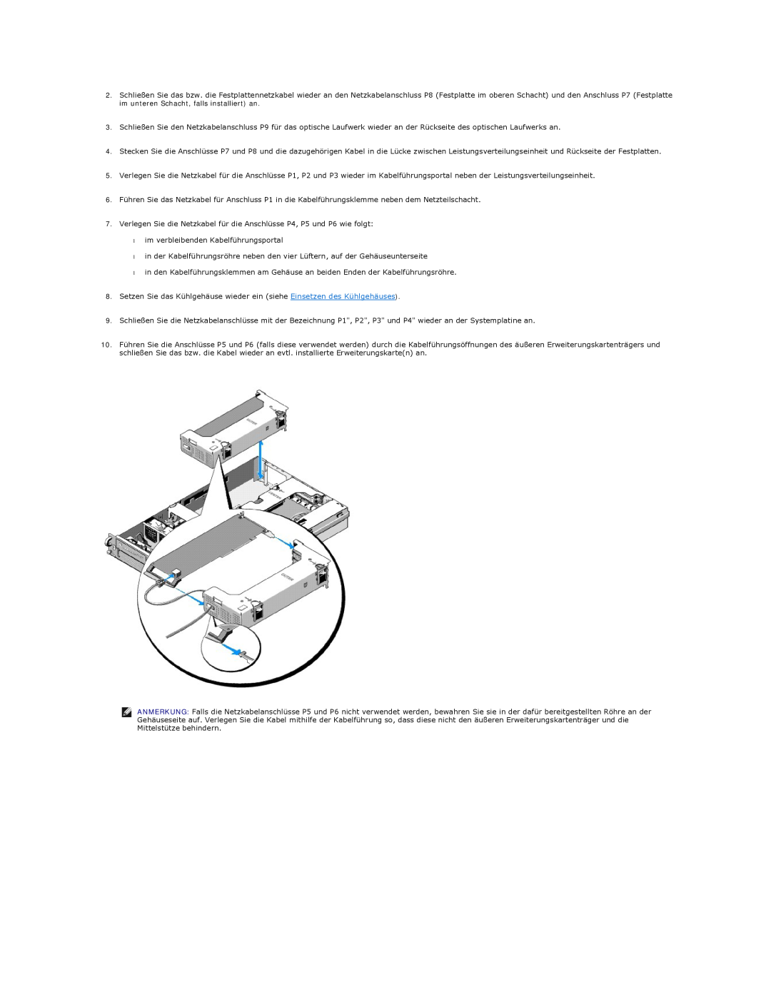 Dell 5400 manual im verbleibenden Kabelführungsportal 