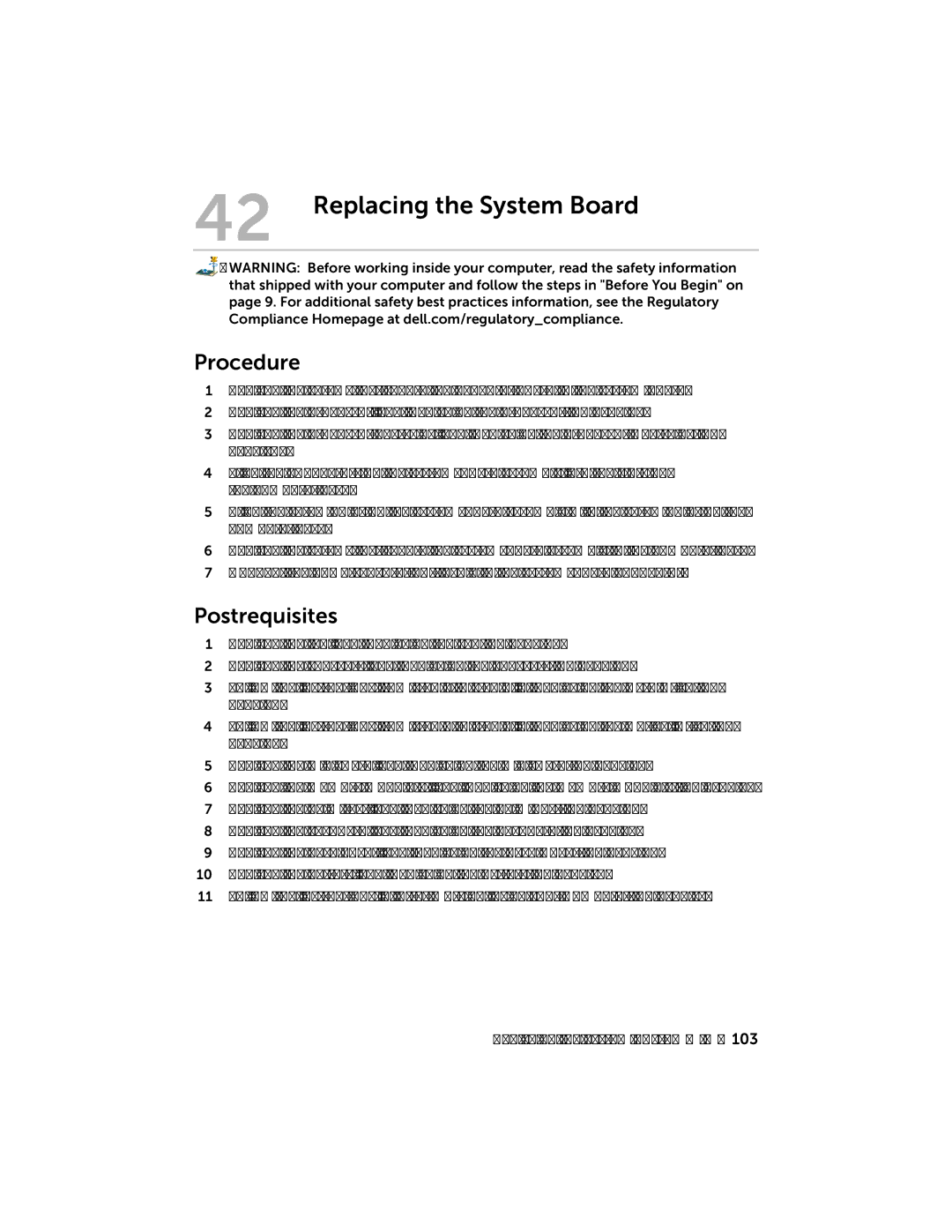 Dell 7420, 5420 owner manual Replacing the System Board 