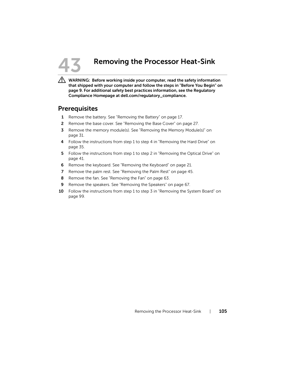 Dell 7420, 5420 owner manual Removing the Processor Heat-Sink 